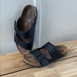 Birkenstock Arizona Black Oiled Leather Double Strap Sandals Size 39